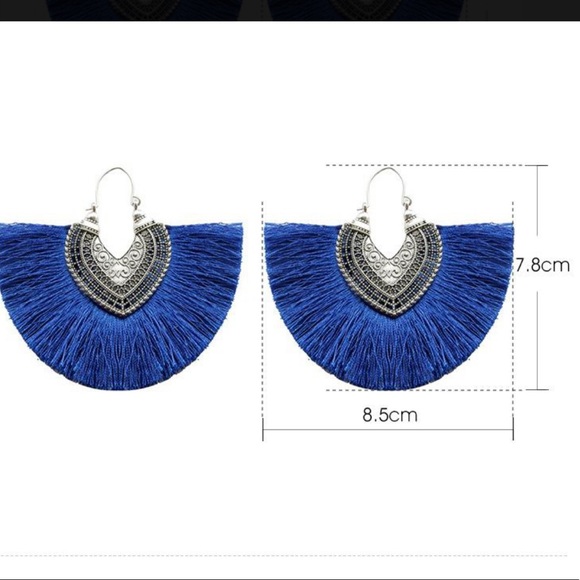 New boho gypsy tassel fan earrings - Picture 3 of 6